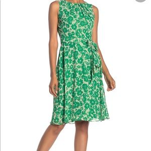 Eliza J - pleated neck belted dress